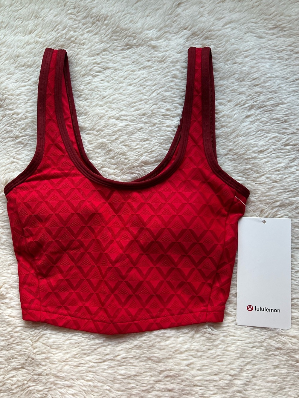 NWT Lululemon Size XXS (0/2) Textured Mesh Tennis Tank Top Red Activewear Gym